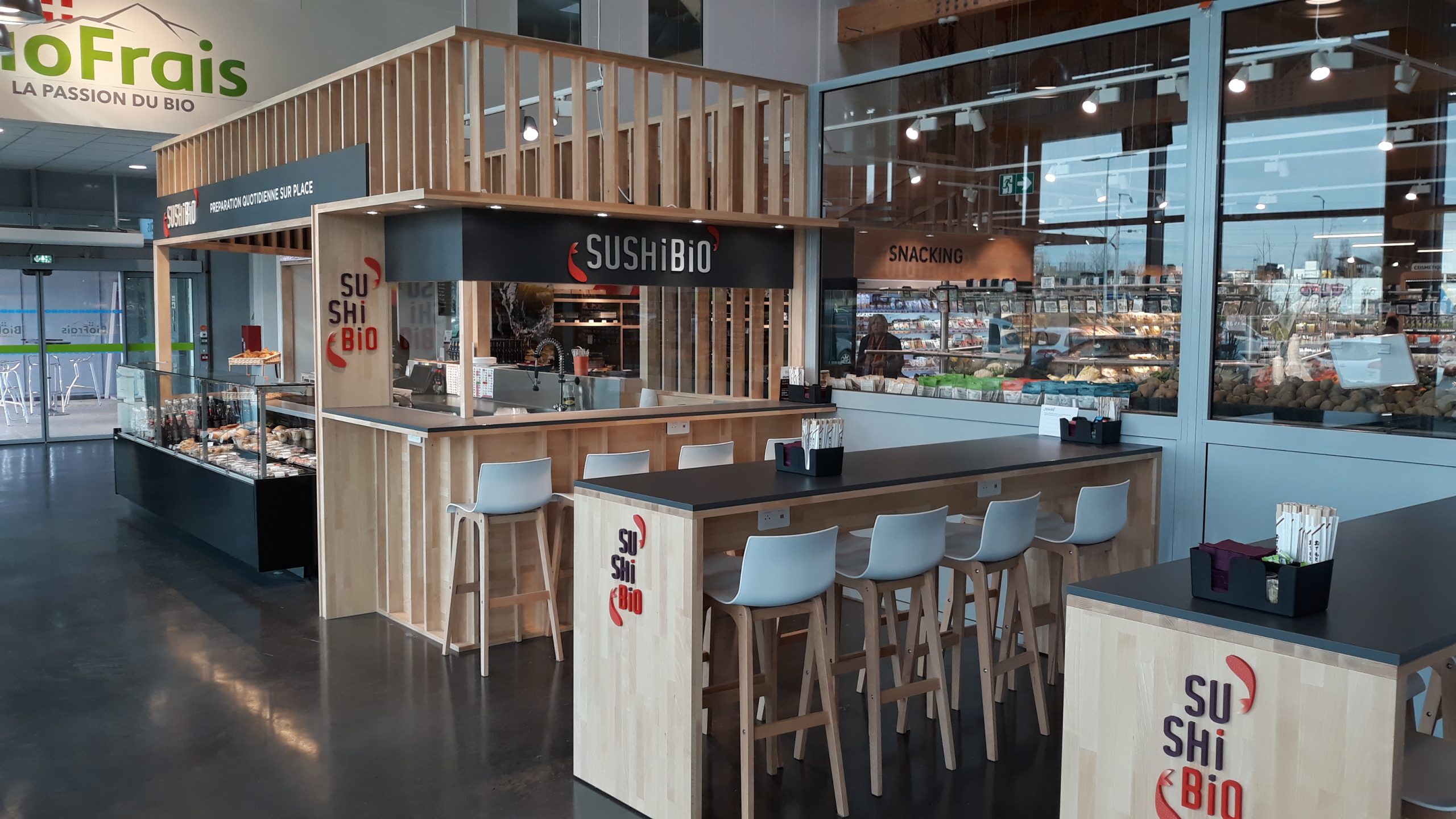 vitrine réfrigérée aménagement point sushi