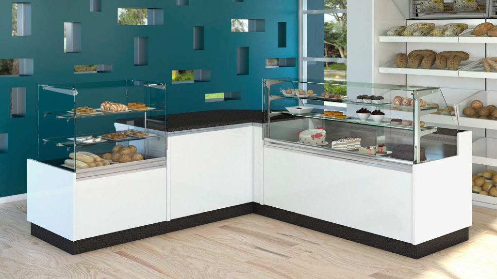 Réalisation 3D vitrine boulangerie Bellini blanche